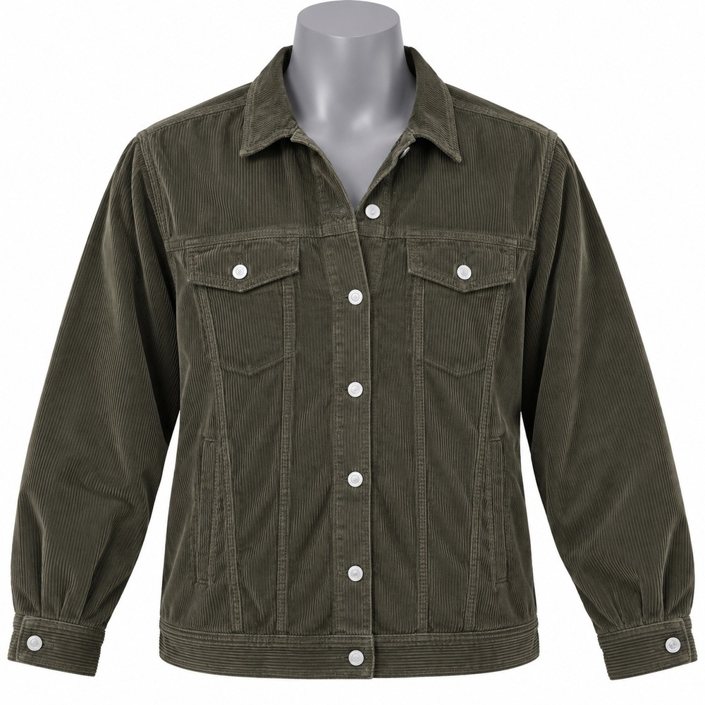 American Eagle Olive Green Corduroy Trucker Jacket XXL Womens Utility Coat